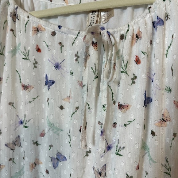 H&M Divided MIDI Butterfly Multi Colored White SZ 10 Feminine Cottagecore Fairy - Picture 10 of 13